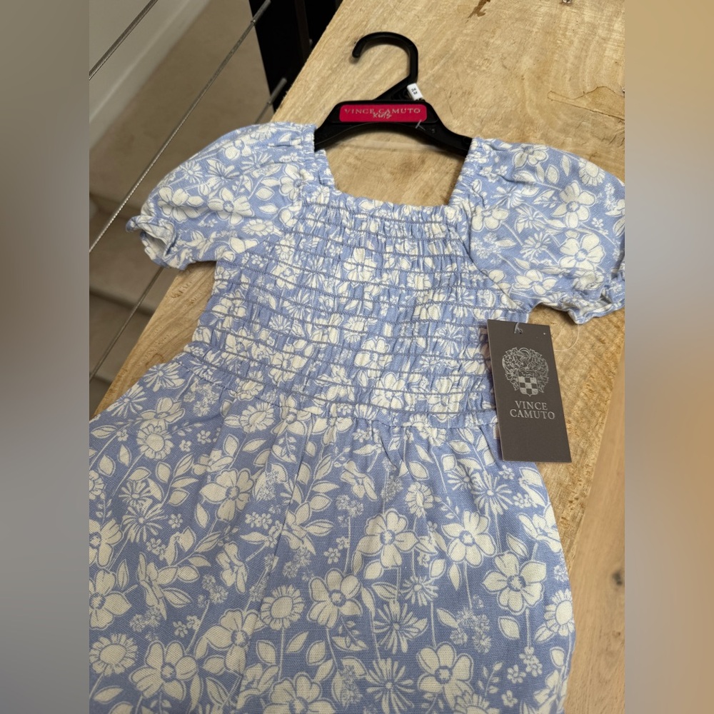 Vince Camuto Kids Blue Floral Romper Puff Sleeve Ruffle Bubble Romper | NWT 24M - Picture 5 of 7